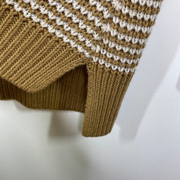 Caslon Tan White Striped Long Sleeve Knit Tunic Sweater Women's Size Medium M - Picture 4 of 8